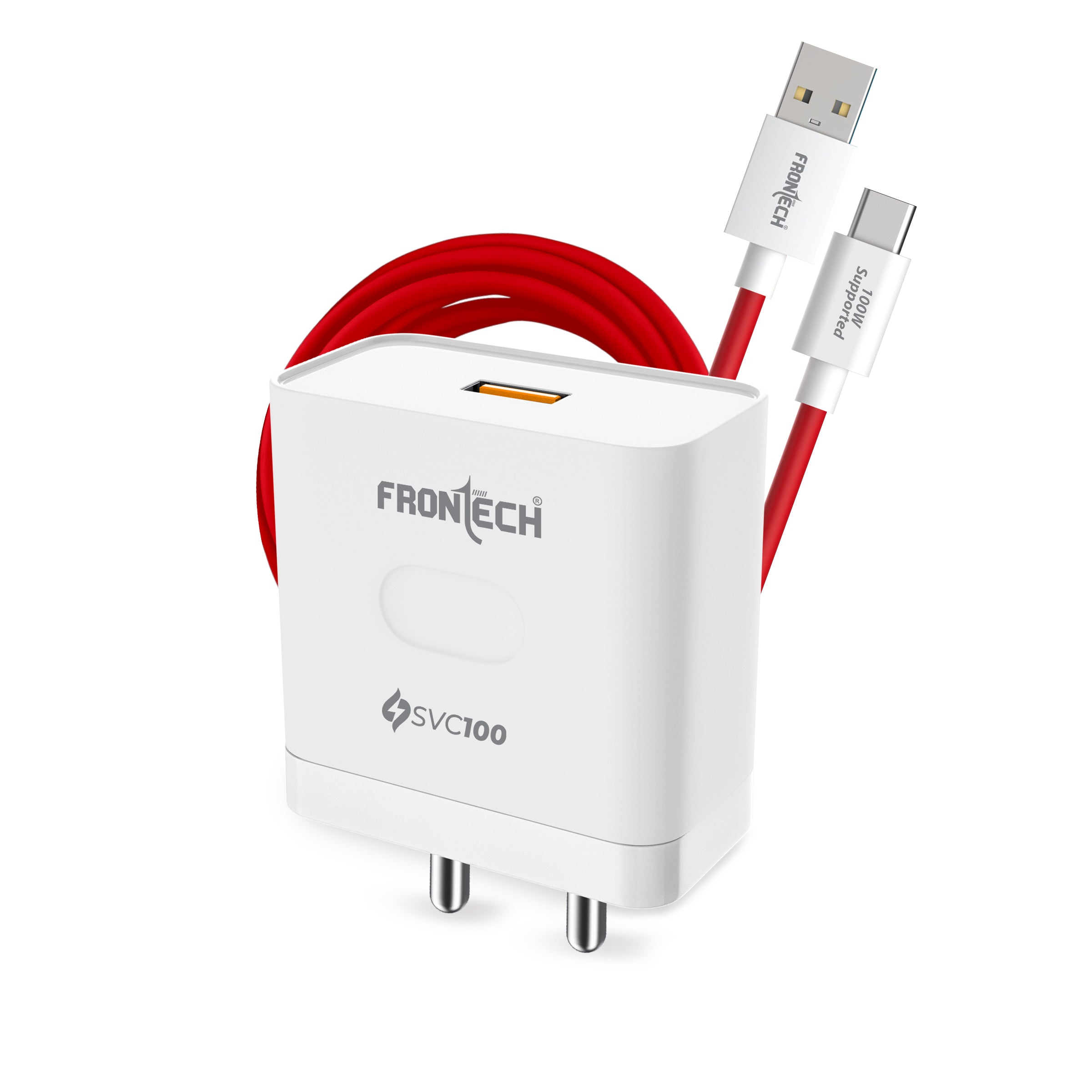 Frontech SVC100 100W Fast Charging Charger with Type-C Cable | Compact USB Wall Adapter | Smart Chip Protection | Compatible with Smartphones, Tablets, Power Banks & More (FT-0994) Frontech SVC100 100W Fast Charging Charger with Type-C Cable | Compact USB Wall Adapter | Smart Chip Protection | Compatible with Smartphones, Tablets, Power Banks & More (FT-0994)